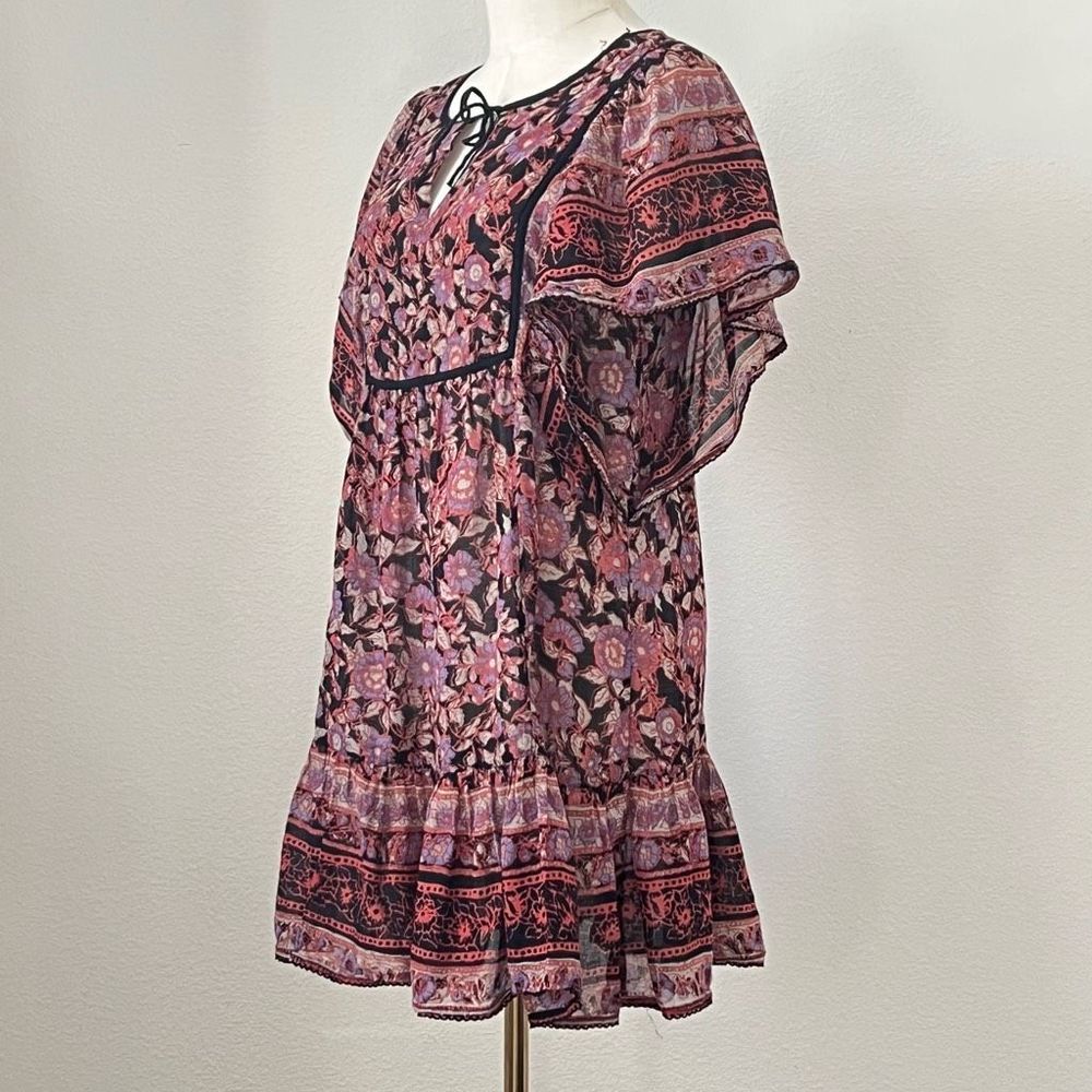 Boho Floral Short Dress - Pink Multi